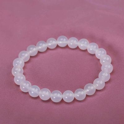 HZLXF1 1pc White Agates Natural Stone Bracelet Suitable for Most Women Accessories (Length : 8mm, Metal Color : 5A White Agate)