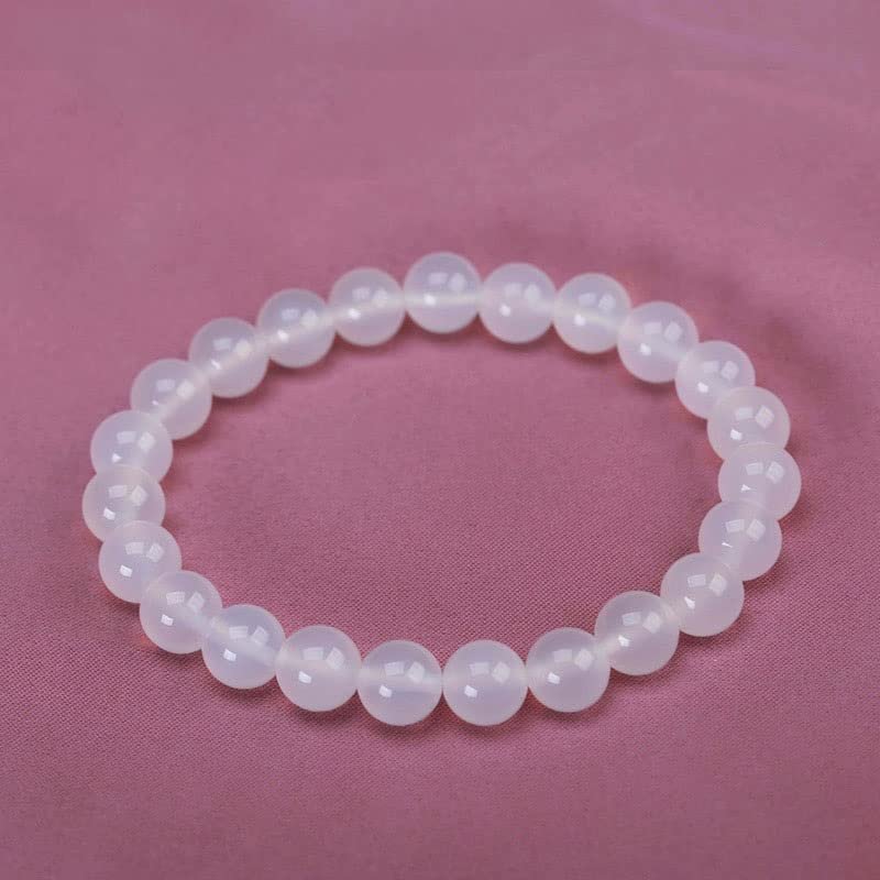 HZLXF1 1pc White Agates Natural Stone Bracelet Suitable for Most Women Accessories (Length : 8mm, Metal Color : 5A White Agate)