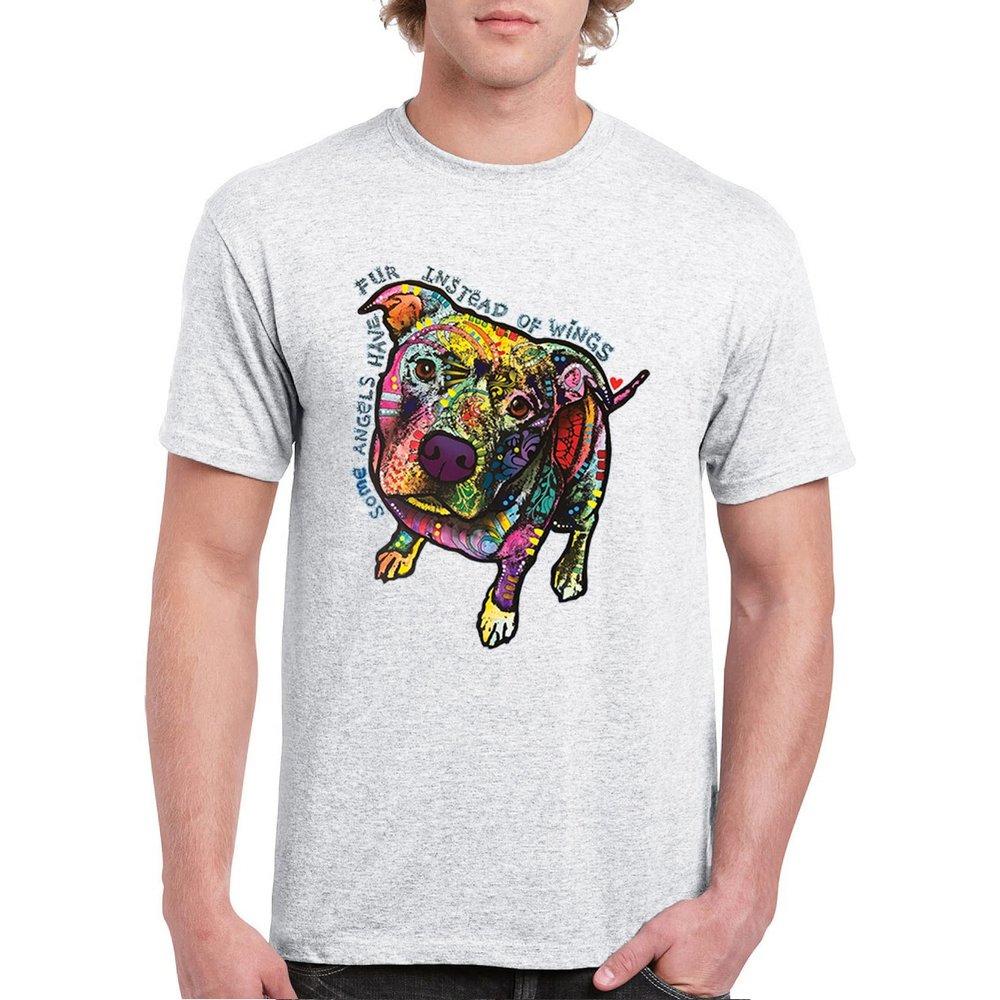 Dean Russo Pit Bull T-Shirt Dog Paw Some Angels Have Fur Men's Tee Ash Gray XX-Large