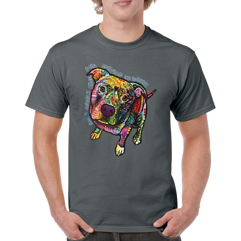 Dean Russo Pit Bull T-Shirt Dog Paw Some Angels Have Fur Men's Tee Charcoal XX-Large