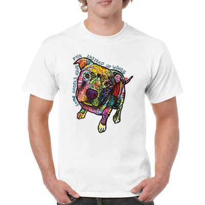 Dean Russo Pit Bull T-Shirt Dog Paw Some Angels Have Fur Men's Tee White Small