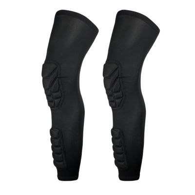 Blaward Padded Knee Compression Sleeves Long Leg Sleeve Calf Protection for Basketball, Football, Volleyball, Soccer Knee Pads Shin Brace Soft Protective Gear Calf Support for Youth Adult, 1 Pair