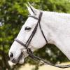 Equinavia Valkyrie Fancy Stitched Padded Cavesson Hunter Bridle with Reins - Chocolate Brown - Warmblood view 3