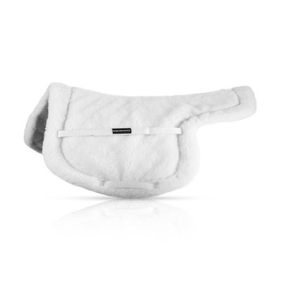 Equinavia Eidsvoll Close Contact English Saddle Pad | Horse Saddle Pad with Shock Absorbing Fleece Top | Hook & Loop Billet Straps, Secure Fit | Breathable for All Riding Styles - White - L