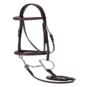 Equinavia Saga Adjustable Padded Fancy Stitched Hunter Bridle with Reins - Chocolate Brown - Pony
