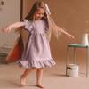 Bigeoosh Girls Dress Linen Boho Party Ruffle Sleeve A-Line Floral Hem Loose Fit Summer Outfits for 5-12 Years Kids Pink view 2