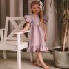 Bigeoosh Girls Dress Linen Boho Party Ruffle Sleeve A-Line Floral Hem Loose Fit Summer Outfits for 5-12 Years Kids Pink view 4