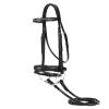 Equinavia Saga Dressage Padded Crank Noseband Bridle with Flash and Reins - Black - Horse view 1