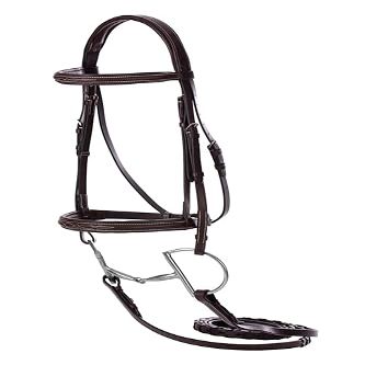 Equinavia Saga Adjustable Padded Fancy Stitched Hunter Bridle with Reins - Chocolate Brown - Warmblood
