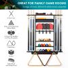 XCSOURCE Pool Stick Holder - 2-IN-1 Pool Cue & Ping Pong Paddle Rack, Solid Pine Wood Wall Mount for Billiards and Table Tennis Accessories, Man Cave, Game Room view 2