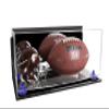 Better Display Cases Acrylic Display Case for Full Size Football and Mini Helmet - Large Rectangle Box with Mirror Case, Navy Blue Risers, Wall Mount and Clear Base 19.25" x 8.25" x 8" (B47/A103) view 1