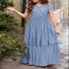 MITILLY Girls Lace Flower Ruffle Sleeve A-Line Swing Wedding Party Long Maxi Dress with Pockets 12-13 Years Light Blue view 3