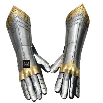 Gothic Gauntlet Armour Brass Decor Fully Functional Finger Armor for Cosplay LARP Reenactment