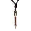 FORUBUS Handmade Arrow Leather Necklace, Vintage Ethnic Style Arrowhead Pendant Leather Rope Neckalce for Men Women Boho Distressed Jewelry-arrow gold view 1