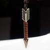 FORUBUS Handmade Arrow Leather Necklace, Vintage Ethnic Style Arrowhead Pendant Leather Rope Neckalce for Men Women Boho Distressed Jewelry-arrow gold view 4