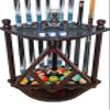 GACCO BILLIARDS Pool Cue Rack Hold up to 8 Sticks & Billiard Accessories. Floor Stand Pool Cue Stick Holder Made of 100% Solid Hardwood.(Traditional Mahogany) view 1