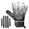 Keeperking Soccer Goalie Goalkeeper Gloves for Kids Boys Youth & Adult,Latex Strong Grip Palms with Removable Finger Spines Protection Children Football Gloves for Training/Match (6,Black-FS) view 2