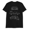 1969 Stang Mach 1 Fastback Collector Car Outline Art Short-Sleeve T-Shirt Black view 1