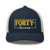 40th Birthday Embroidered Trucker Hat Cap, Forty Birthday Hat Gift, Forty-Licious Navy/White view 1
