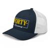 40th Birthday Embroidered Trucker Hat Cap, Forty Birthday Hat Gift, Forty-Licious Navy/White view 4