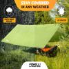 Foxelli Camping Tarp - 12x10ft Waterproof Rain Tarp, Lightweight Backpacking Rainfly Shelter with Included Extra Long Guy Lines & Stakes view 2