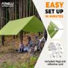Foxelli Camping Tarp - 12x10ft Waterproof Rain Tarp, Lightweight Backpacking Rainfly Shelter with Included Extra Long Guy Lines & Stakes view 3