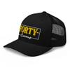 40th Birthday Embroidered Trucker Hat Cap, Forty Birthday Hat Gift, Forty-Licious Black view 4