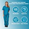 ACTIVE UNIFORMS Women's Scrub Sets, Scrub Top and Pants. Run Large (Teal, Medium) view 3