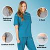 ACTIVE UNIFORMS Women's Scrub Sets, Scrub Top and Pants. Run Large (Teal, Medium) view 4