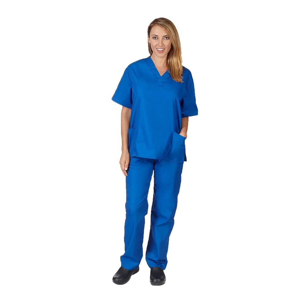 ACTIVE UNIFORMS Women's Scrub Sets, Scrub Top and Pants. Run Large (Royal Blue, X-Small)