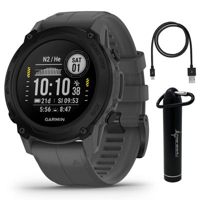 Wearable4U - Garmin Descent G1 Rugged Dive Computer, Multiple Dive Modes, Slate Gray with Power Bundle