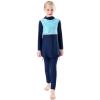 OBEEII Muslim Swimsuits for Girls Burkini Full Coverage Swimsuit Islamic Long Sleeve Hijab Bathing Suit Rash Guard Swimwear Blue 3-4 Years view 2