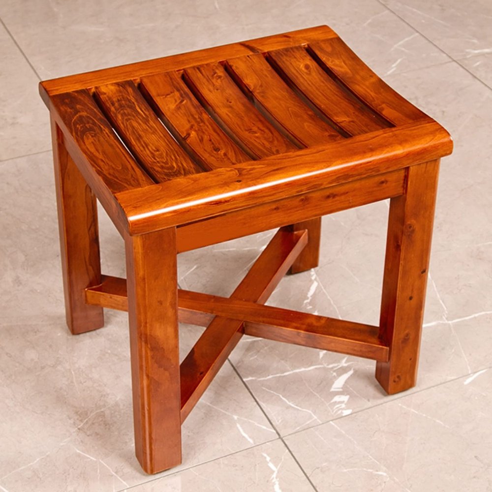 XJHOME Shower Bench Wooden Bathroom Seat Stool Wood Bath Spa Bathroom Storage Organizer Chair for Elderly Disabled Indoor Outdoor Small Seat (Size : 42x34x40cm)