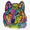Tee Hunt Stare of the Wolf Sweatshirt Dean Russo Colorful Neon Animal Crewneck White Small view 2