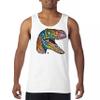Tee Hunt Colorful Raptor Tank Top Dean Russo Neon Dinosaur Pattern Men's Top White Small view 2