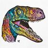 Tee Hunt Colorful Raptor Tank Top Dean Russo Neon Dinosaur Pattern Men's Top White Small view 4