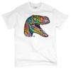 Colorful Raptor T-Shirt Dean Russo Neon Dinosaur Pattern Men's Tee White Small view 1