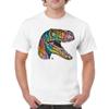 Colorful Raptor T-Shirt Dean Russo Neon Dinosaur Pattern Men's Tee White Small view 2