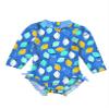 Hedmy Toddler Baby Girls Long Sleeve Swimsuit Zipper Rash Guard One Piece UPF 50+ Sun Protection Bathing Suit Blue&Yellow 18-24 Months view 1