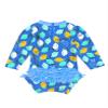 Hedmy Toddler Baby Girls Long Sleeve Swimsuit Zipper Rash Guard One Piece UPF 50+ Sun Protection Bathing Suit Blue&Yellow 18-24 Months view 2