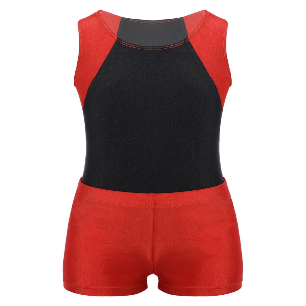 Hansber Kids Boys Gymnastics Leotard Unitard Tumbling Dance Biketard Gym Training Bodysuit Jumpsuit Dancewear Red 6