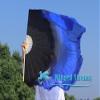 Winged Sirenny Pair Belly Dance Silk Flutter Fans 45"x41", Large Short Dancing fans for Events, Stage Performance, Theatre, & Flow arts, Carry Bag Included (black&blue) view 4