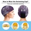 BAIKUTOUAN Galaxy Cat Face Unisex Swim Cap Durable Elastic Bathing Cap Swimming Hat for Long Hair Short Hair view 3
