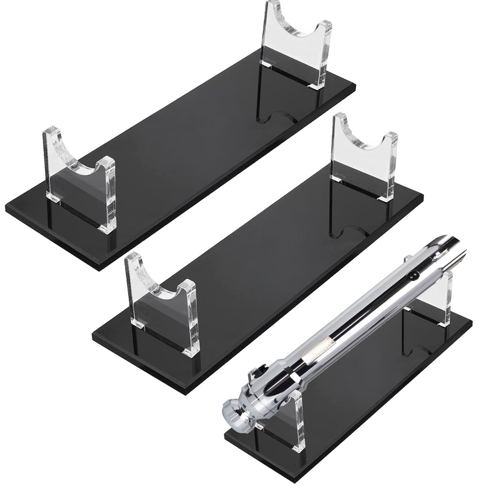 WANLIAN Lightsaber Stand Acrylic Lightsaber display case Lightsaber Display Holder(Square Black 2 packs)