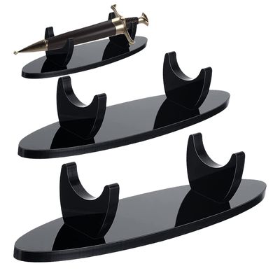 WANLIAN Dagger Display Stand Acrylic Desktop Weapon Showcase Sword Stand Knife Holder for Dagger Display (Oval Black 2 packs)