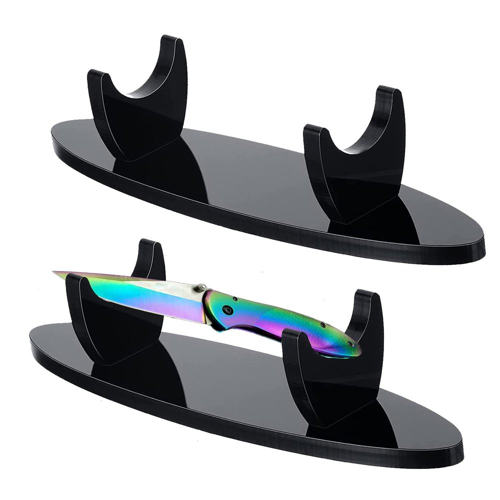 WANLIAN Dagger Display Stand Acrylic Desktop Dagger Stand Knife Display Case for Dagger Show(Oval Black 1 pack)