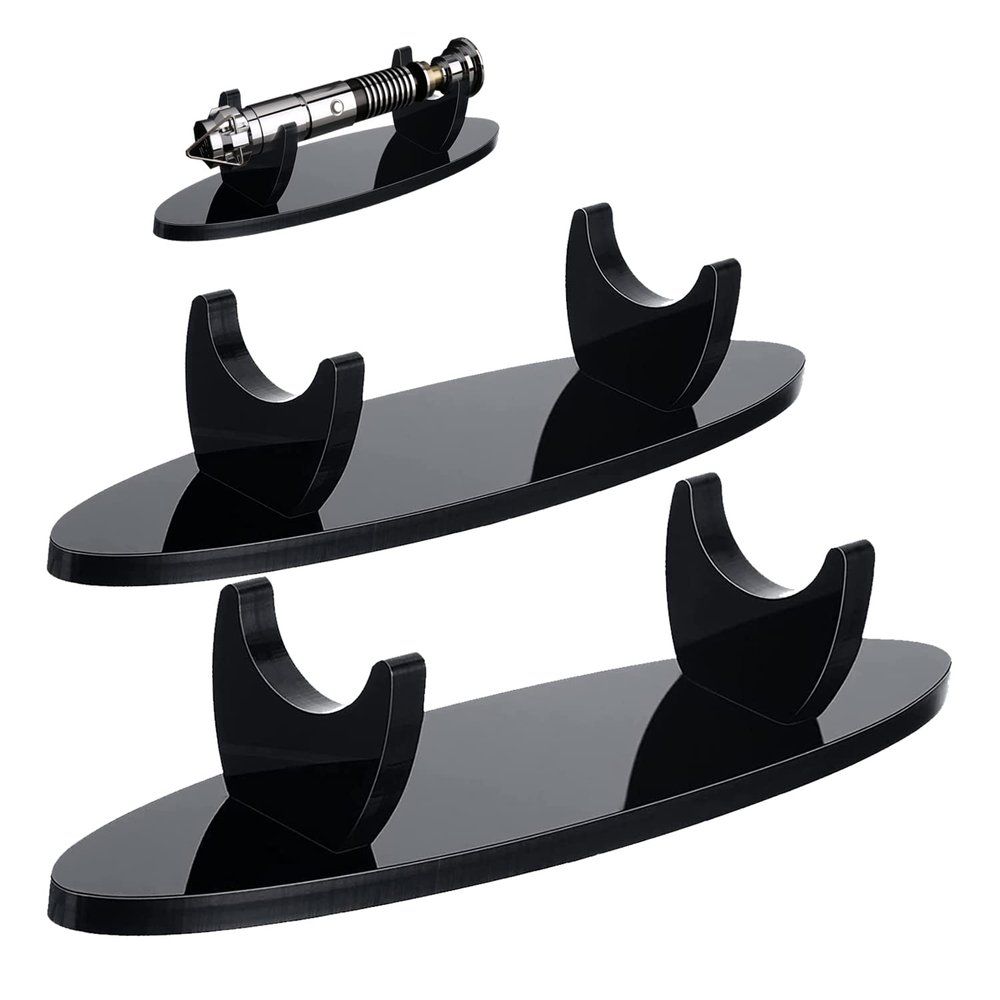 WANLIAN Lightsaber Display Stand Acrylic Desktop Display Case Light Saber Rack Lightsaber Decoration(Oval Black 2 packs)