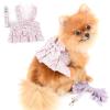 PAIDEFUL Floral Dog Harness Dress for Small Medium Dogs Female Girls Tutu Skirt Mesh Breathable Pet Clothes with Leash 1.6m Cats Apparel Puppy Chihuahua Yorkie Clothing Spring Summer Wearing Pink M view 1