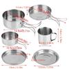Camping Cookware Set, 8 PCS Compact Stainless Steel Cooking Mess Kit Includes Camping Pots Pans Cups Plates with Storage Bag for BBQ Hiking Picnic view 2