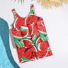 AWIBMK Kids Boys Girls One-Piece Sleeveless Floatation Swimsuit Float Suit Baby Lovely Print with Adjustable Vest Buoyancy Bathing Suit Swimwear Swim Red Watermelon 12-18 Months view 2